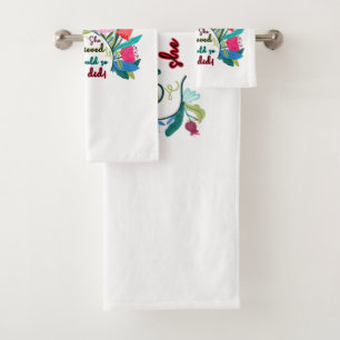 Sie glaubte, sie könnte also mit Blume schwänzen Badhandtuch Set