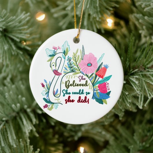 Sie glaubte, sie könnte also mit Blume schwänzen Keramik Ornament (Baum)