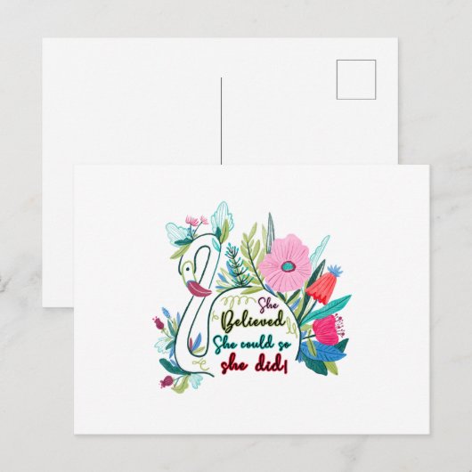 Sie glaubte, sie könnte also mit Blume schwänzen Postkarte (Vorne/Hinten)