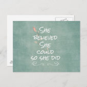 Sie glaubte, sie könnte es, also gab sie Zitat Postkarte (Vorne/Hinten)