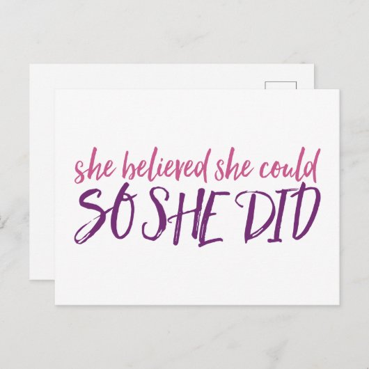 Sie glaubte, sie könnte es, also tat sie es postkarte (Vorne/Hinten)