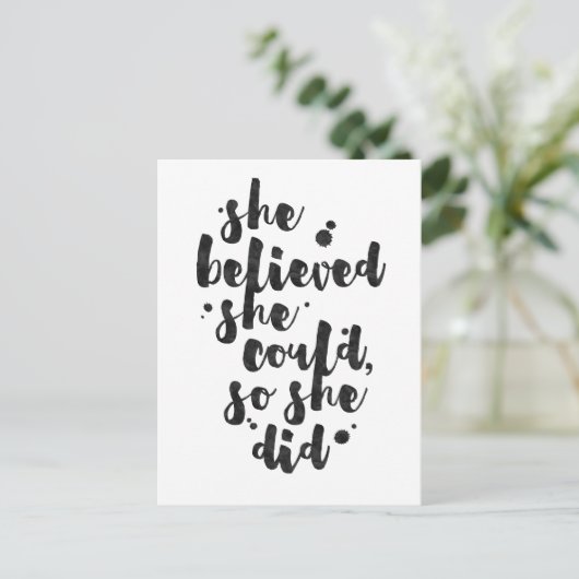 Sie glaubte, sie könnte - Inspirationskarte Postkarte (Stehend Vorderseite)