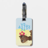 Sie glaubte, sie könnte, schwarze Frau, Blume blau Gepäckanhänger (Rückseite vertikal)