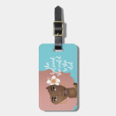 Sie glaubte, sie könnte, schwarze Frau, Blume blau Gepäckanhänger (Vorderseite vertikal)