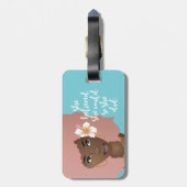 Sie glaubte, sie könnte, schwarze Frau, Blume blau Gepäckanhänger (Rückseite vertikal)