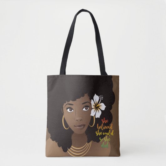 Sie glaubte, sie könnte, schwarze Frau, Blume, bra Tasche (Vorderseite)