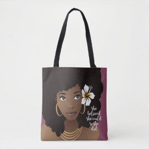 Sie glaubte, sie könnte, schwarze Frau, Blume Lil Tasche