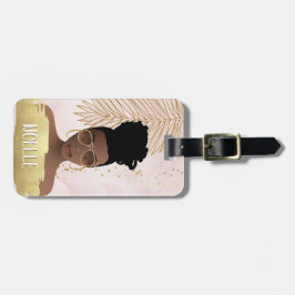 Sie glaubte, sie könnte, schwarze Frau, rosa & gol Gepäckanhänger