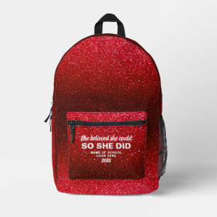Sie glaubte, sie könnte Schwarzer roter Glitterfun Bedruckter Rucksack