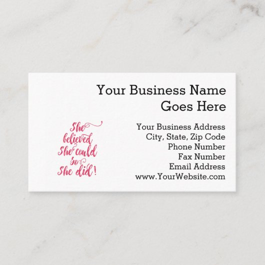 Sie glaubte, sie könnte so tun, dass Frauen Frauen Visitenkarte (Vorderseite)