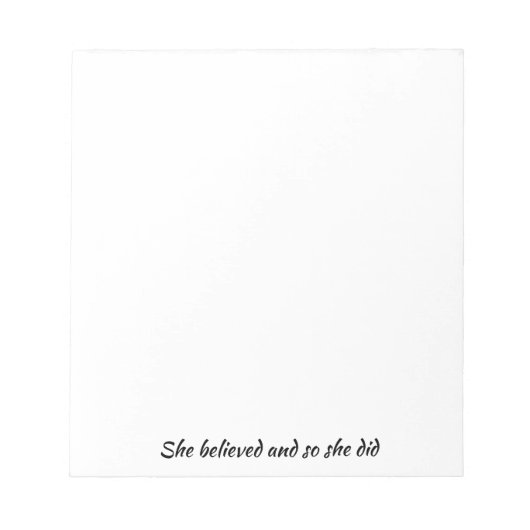 "Sie glaubte" Zitat zum Thema "Girl Biking Fun" Notizblock (Vorderseite)