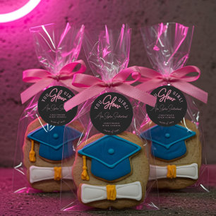 Sie Glow Girl Grad Pink Neon Script Abschluss Runder Aufkleber