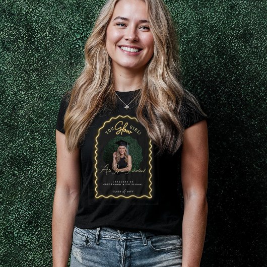 Sie Glow Girl Wavy Yellow Neon Abschluss Foto Tri-Blend Shirt