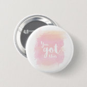 Sie got diese rosa Kalligraphiewasserfarbe Button (Vorne & Hinten)