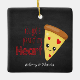 Sie got eine Pizza meiner Herz-Verzierung Keramikornament