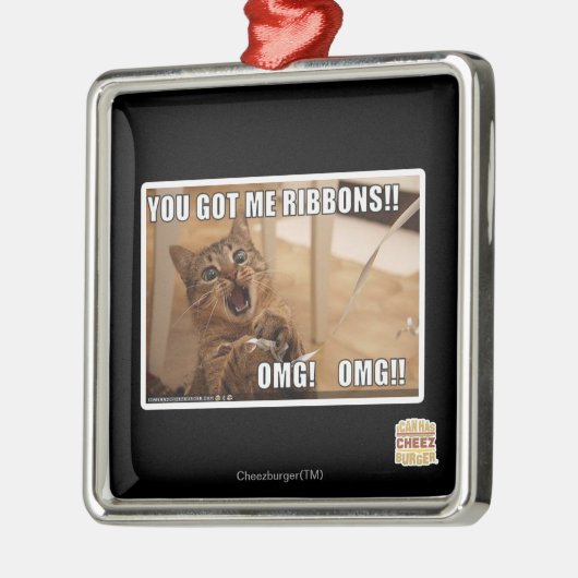 Sie got mich Bänder!! Silbernes Ornament (Links)