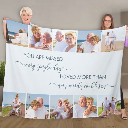 Sie haben 10 Foto Collage Blue Erinnerung verpasst Fleecedecke