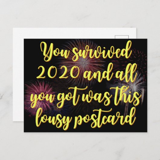 Sie haben 2020 ein sonniges neues Jahr überlebt Postkarte (Vorne/Hinten)
