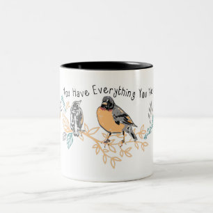 Sie haben alles, was Sie brauchen Mama Baby Robin  Zweifarbige Tasse