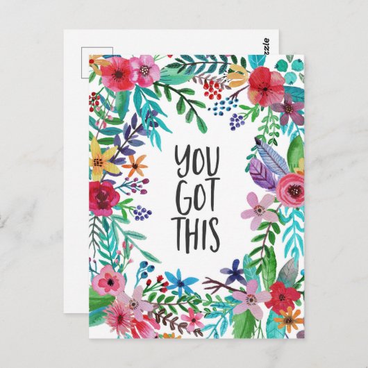 Sie haben dieses Zitat Niedlich Boho Floral Got Postkarte (Vorne/Hinten)