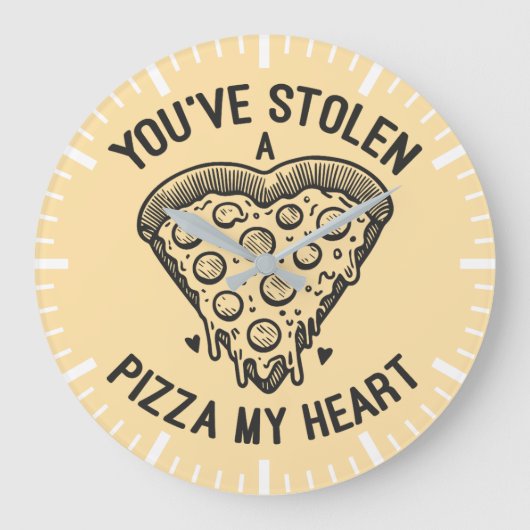 Sie haben eine Pizza "Mein Herz" gestohlen - Funny Große Wanduhr (Vorderseite)