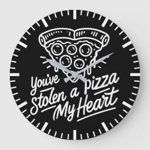 Sie haben eine Pizza "Mein Herz" gestohlen - Funny Große Wanduhr
