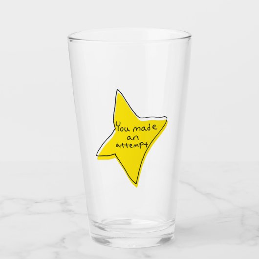 Sie haben einen Versuch unternommen - gelber Star Glas (Vorderseite)