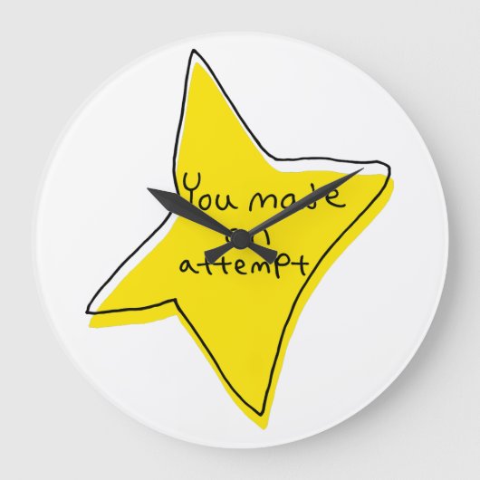 Sie haben einen Versuch unternommen - gelber Star Große Wanduhr (Vorderseite)