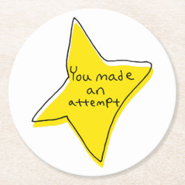 Sie haben einen Versuch unternommen - gelber Star Runder Pappuntersetzer