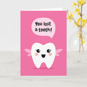 Sie haben einen Zahn verloren, Zahnfee-Glückwünsch Karte (Gelbe Blume)