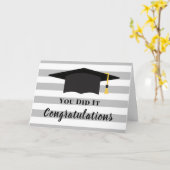 Sie haben es beglückwünscht Abschluss Hat Stripes Karte (Gelbe Blume)