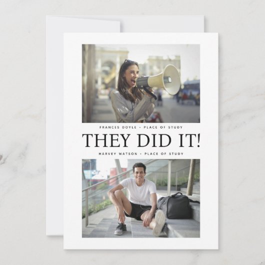 Sie haben es getan! Doppel-Graduierungspartei Einladung (Vorderseite)