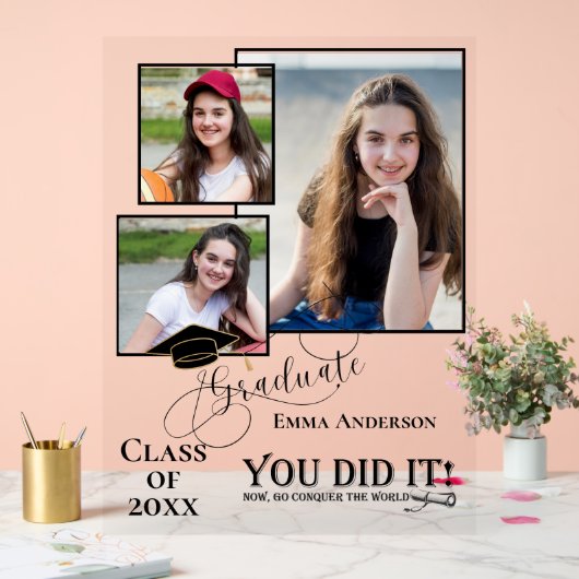 Sie haben es Multi Foto 2025 Grad Ankündigung Acrylschild (Hochzeit)