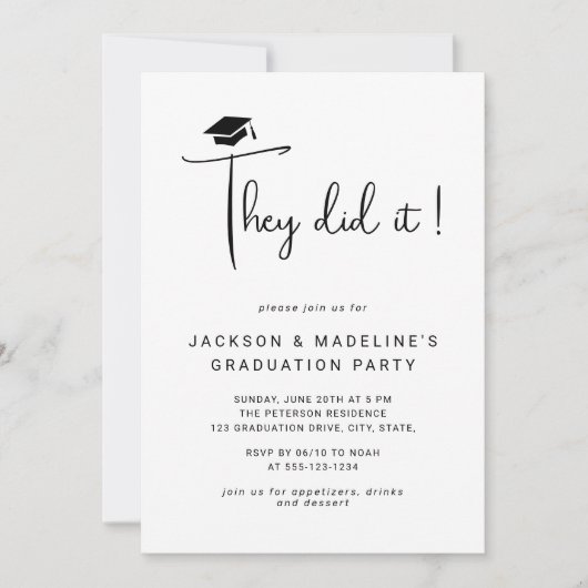 Sie haben es Skript Minimal Foto Double Abschluss Einladung (Vorderseite)