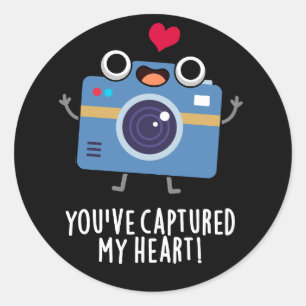 Sie haben meine Herz-Funny-Kamera Pun Dark BG Runder Aufkleber