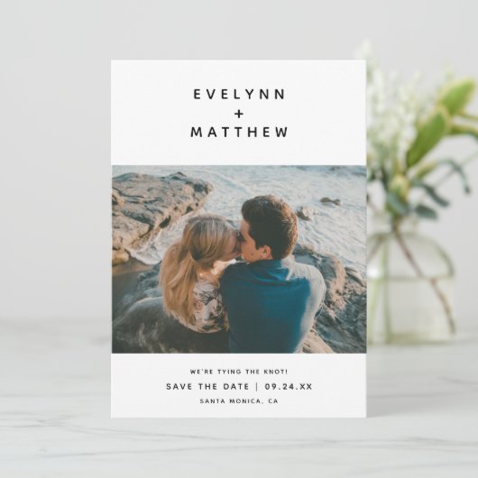 Sie haben mich | Einfache moderne Namen | Schwarz Save The Date (Stehend Vorderseite)