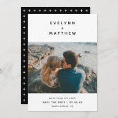 Sie haben mich | Einfache moderne Namen | Schwarz Save The Date (Vorne/Hinten)