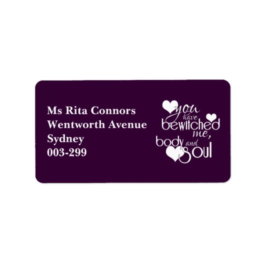 Sie haben mich, Körper und Soul bezaubert Adressaufkleber (Vorne)