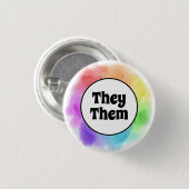 Sie haben Pronomen im Wasserfarbkreis Button (Vorne & Hinten)