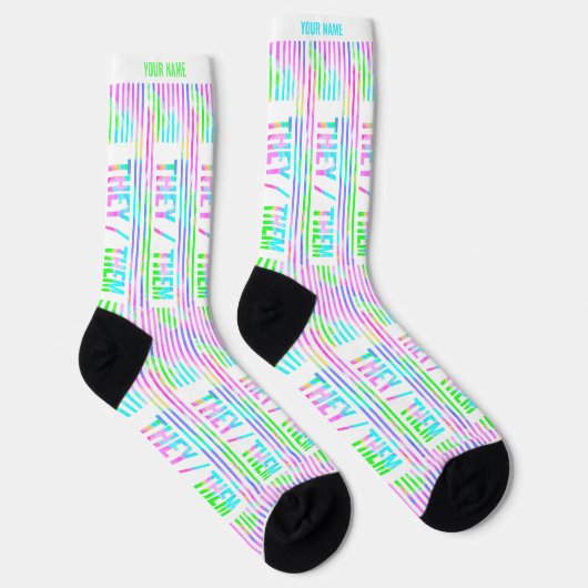 Sie haben Pronouns Pastellstreifen Socken (Rechts)