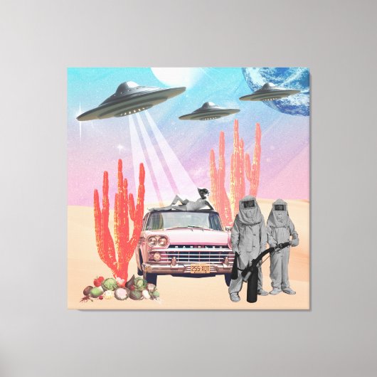 Sie haben UFO-Wüstenkatakteen Surreal Collage land Leinwanddruck (Vorderseite)