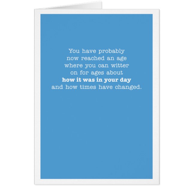 Sie haben wahrscheinlich ein Zeitalter erreicht... (Vorne)