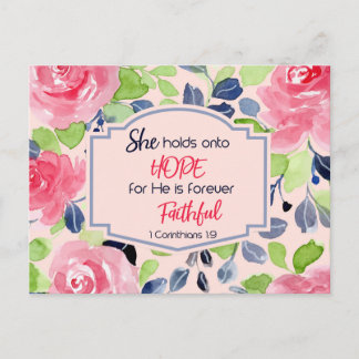 Sie hält an der Hope 1 Corinthians 1:9 Bibelverse Postkarte