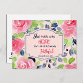 Sie hält an der Hope 1 Corinthians 1:9 Bibelverse  Postkarte (Vorne/Hinten)