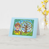 Sie halten die Key_Greeting Karte (Gelbe Blume)