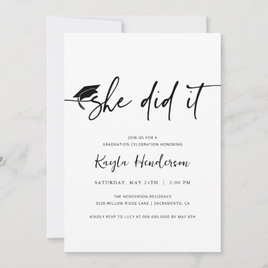 Sie hat Abschluss eingeladen Einladung (Vorderseite)