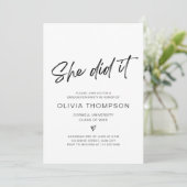 Sie hat Abschluss Foto eingeladen Einladung (Stehend Vorderseite)