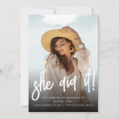 Sie hat Abschluss mit Foto eingeladen Einladung (Vorderseite)