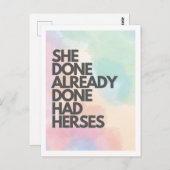 Sie hat bereits die Postkarte "Herses Drag Race" f (Vorne/Hinten)