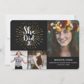 Sie hat das Abschluss Foto gemacht Einladung (Vorderseite)